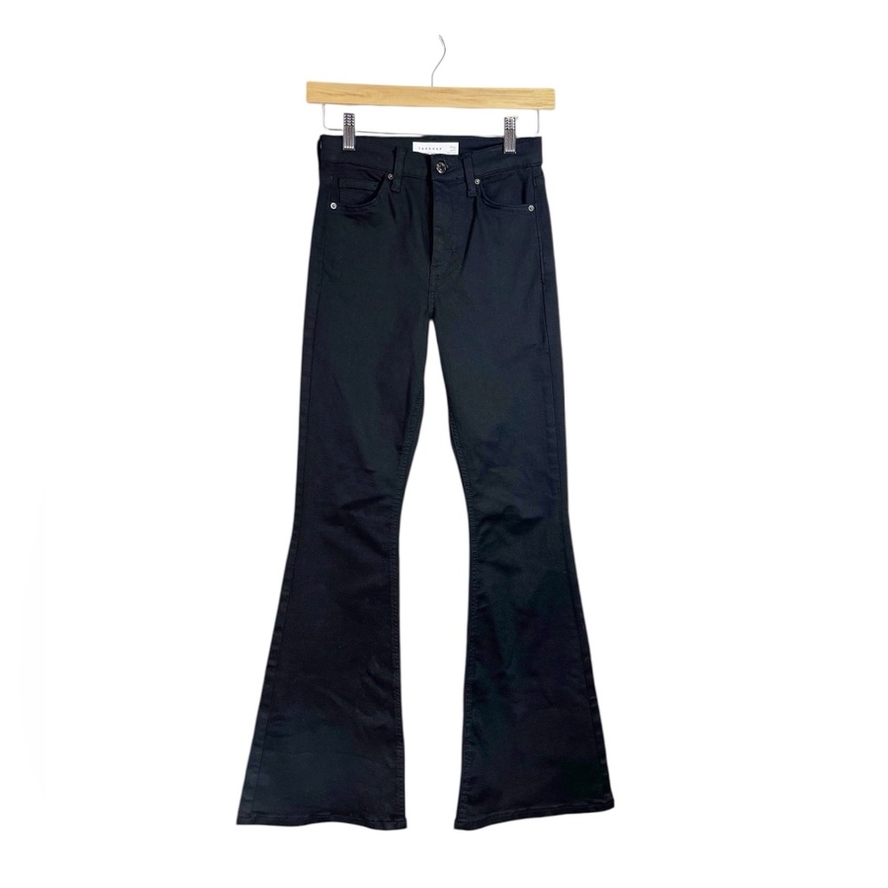 Topshop Women’s Black Flare Jeans High Rise Stretch Bell Bottom Pants Size 26